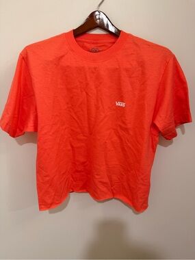 Vans Bright Orange Vans Left Chest Logo Tee Cotton Blend Size S